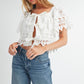 SQUARE NECK CROCHET LACE TOP