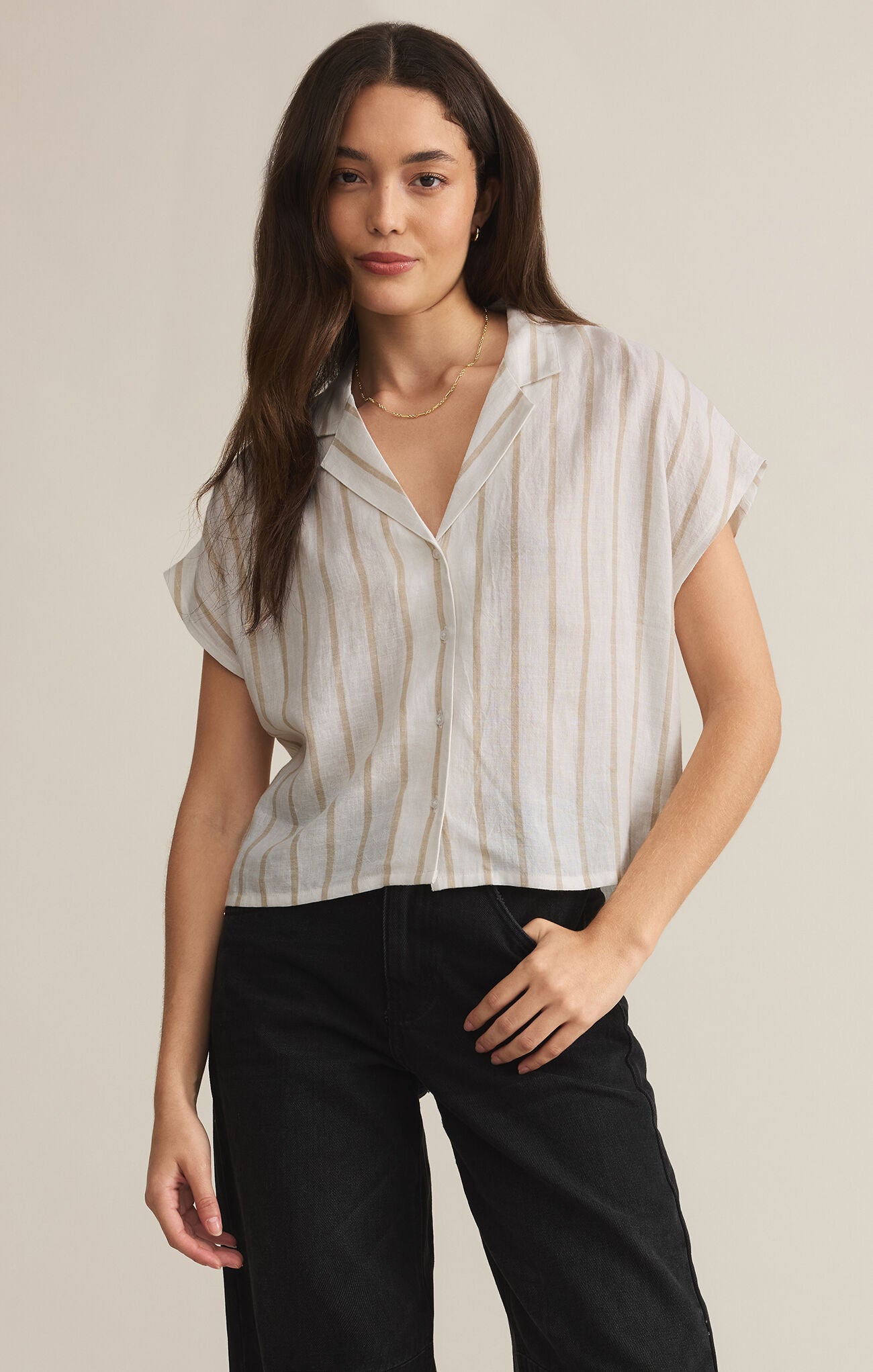 SAILOR STRIPED LINEN TOP