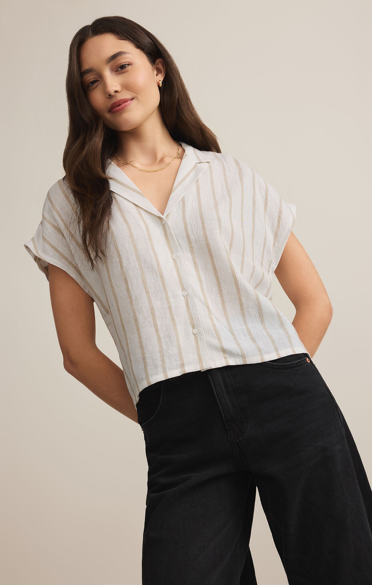 SAILOR STRIPED LINEN TOP